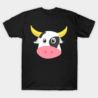 Cute Cow - Cowface Bow farmers Face T-Shirt